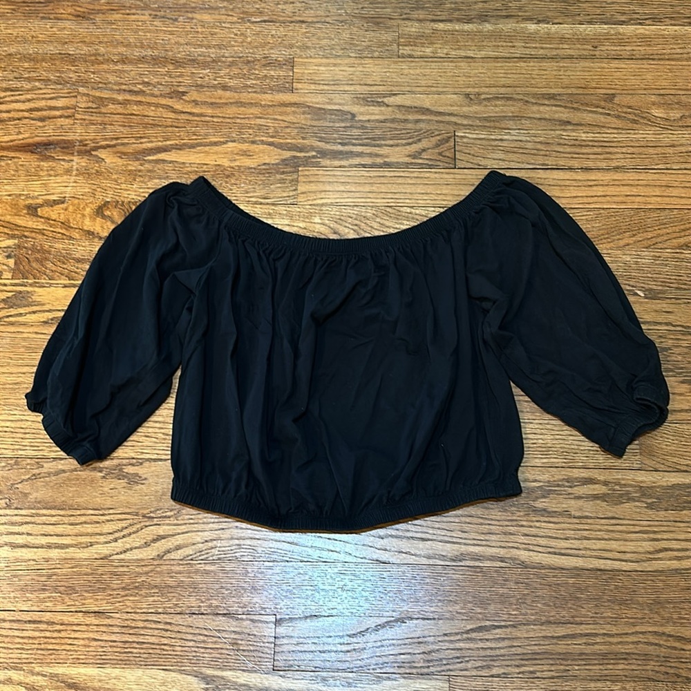 BANANA Republic Women’s Black off the Shoulder Cropped Top Large